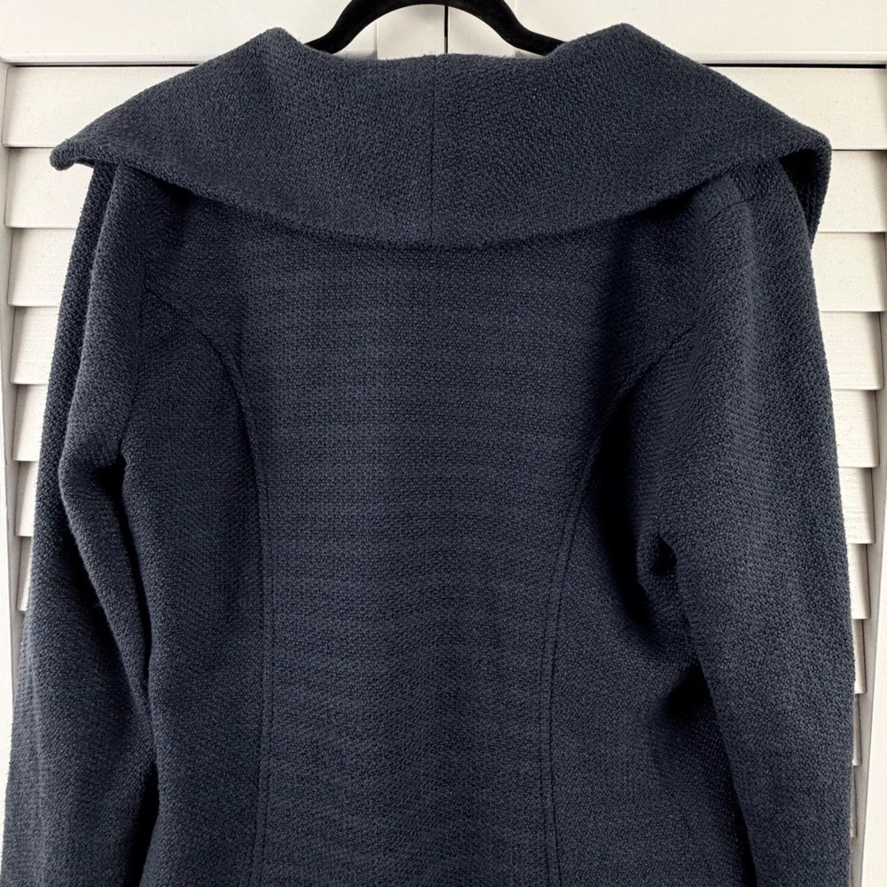 Mystree Textured‎ Zip Up Jacket Women XL Blue Shawl Collar Pocket Boucle